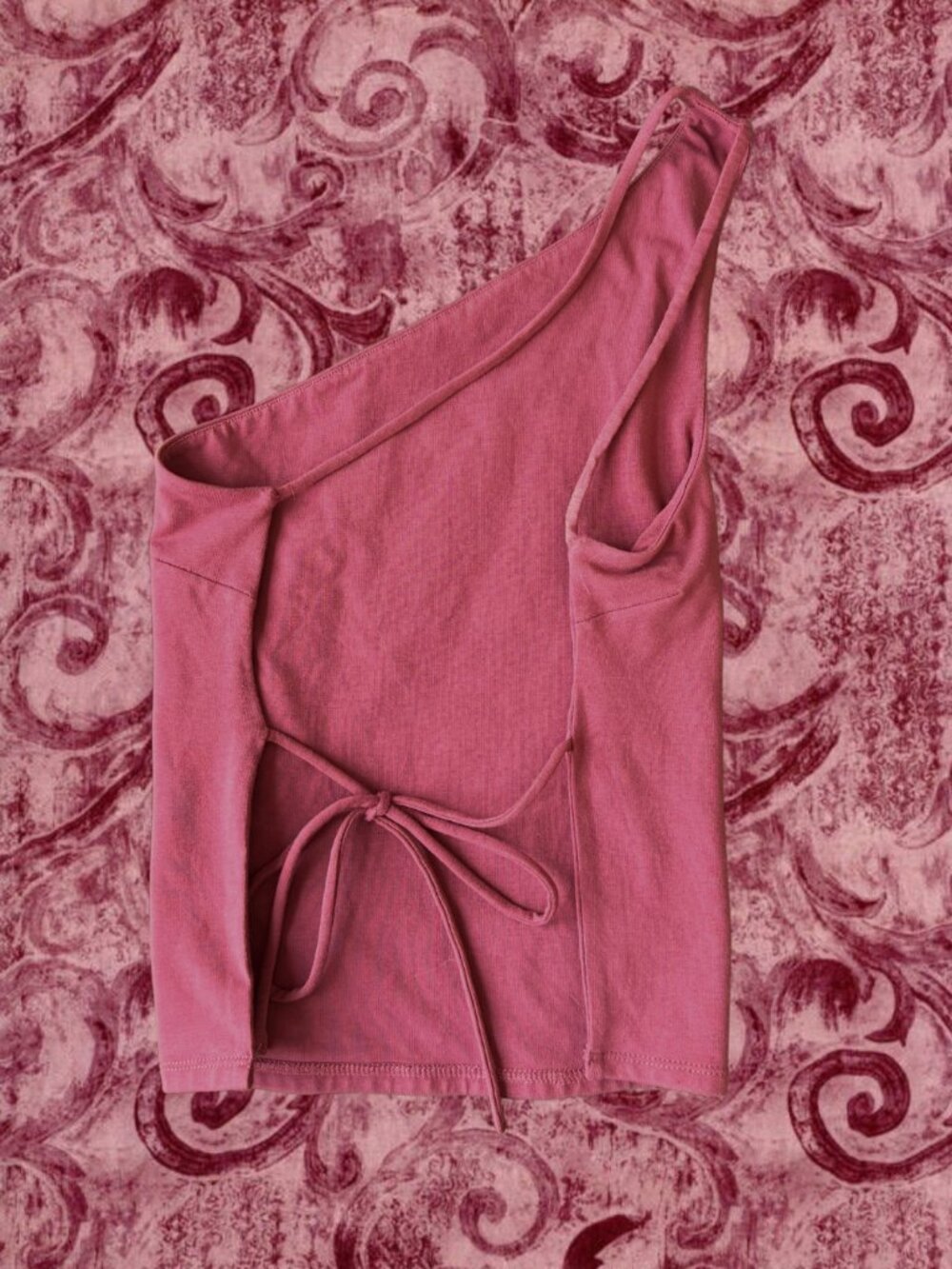 Garage Red One Shoulder Tie Back Top Size XS Y2K Asymmetrical Fitted Top - Picture 2 of 3